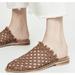 Free People Shoes | Free People 38/7.5mirage Brown Woven Leather Fringe Flat Mules Slides Sandals | Color: Brown | Size: 7.5