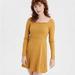 American Eagle Outfitters Dresses | American Eagle Womens Mustard Yellow Off The Shoulder Dress Size Xl | Color: Yellow | Size: Xl