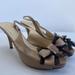 Kate Spade Shoes | Kate Spade Nude Strappy Open Toe Bow Cocktail Party Slingback Heels Sz 7.5 B | Color: Black/Tan | Size: 7.5