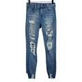 American Eagle Outfitters Jeans | American Eagle Hi Rise Jeggings Sz 6 Tall Distressed Jeans | Color: Blue | Size: 6