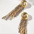 Anthropologie Jewelry | Anthropologie Chain Link Gold Drop Earrings Nwt | Color: Gold/Red | Size: Os