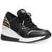 Michael Kors Shoes | Michael Kors Liv Trainer Wedge Sneakers Black Gunmetal 9 M | Color: Black/Silver | Size: 9