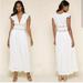 Anthropologie Dresses | Anthropologie Raga Aviana White Eyelet Maxi Flutter Sleeve V Neckboho Dress. L | Color: White | Size: L