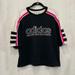 Adidas Tops | Adidas Women’s Black/Hot Pink 3 Stripes Crop Shirt Sz Large | Color: Black/Pink | Size: L