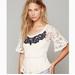 Free People Tops | Free People S With Flair Peplum Lace Top | Color: Black/Cream | Size: S