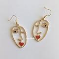 Zara Jewelry | 3for$38 New Zara Artsy Picasso Vibe Abstract Artist Statement Drop Earrings | Color: Gold/Red | Size: Os