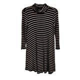 American Eagle Outfitters Tops | American Eagle Top Large Black Tan Stripe Turtleneck Tunic Dress Ribbed Knit | Color: Black/Tan | Size: L