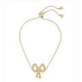 Coach Jewelry | Coach Pave Crystal Gold Tone Ribbon Bow Charm Bracelet | Color: Gold | Size: Os