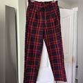 Free People Pants & Jumpsuits | Free People Here & There Plaid Paperbag Pants Sz 2 Drawstring High Rise | Color: Blue/Red | Size: 2