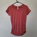 Athleta Tops | Athleta Fastest Track Top Womens S Neon Orange Short Sleeve Pullover Ruched Tee | Color: Red | Size: M