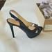 Jessica Simpson Shoes | Jessica Simpson Js-Willey Platform Slingback Sandal Black Leather | Color: Black | Size: 8.5