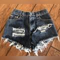 Levi's Shorts | Levi’s 550 Women’s Relaxed Fit Distressed Denim Blue Jean Shorts Ripped | Color: Blue/Red | Size: 8