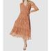 Jessica Simpson Dresses | Jessica Simpson Women's Orange Rylie Tiered Pleated Blouson Midi Dress L | Color: Orange/Red | Size: L