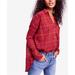 Free People Tops | Free People Break My Stripe Plaid Shirt In Red Small | Color: Red | Size: S