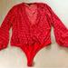 Jessica Simpson Tops | Jessica Simpson Wrap Red Bodysuit Top Size Large | Color: Red | Size: L