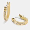 Coach Jewelry | Coach Pave Signature Huggie Earrings | Color: Gold | Size: Os