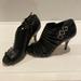 Nine West Shoes | Black Leather Ankle Open Toe Heels | Color: Black | Size: 7