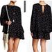 Free People Dresses | Free People Floral Printed Black Beck Flowy Swing Long Sleeve Dress Size Large | Color: Black/White | Size: L