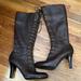 Nine West Shoes | Dark Brown Tall Leather Boots With Laces And Side Zipper Gorgeous For Fall | Color: Brown | Size: 9.5