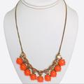J. Crew Jewelry | J. Crew Orange Stone And Gold Rhinestone Necklace | Color: Gold/Orange | Size: Os