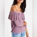 American Eagle Outfitters Tops | American Eagle Outfitters Off-The-Shoulder Ruffle Top | Color: Purple | Size: S