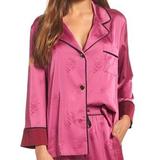 Anthropologie Intimates & Sleepwear | Bed To Brunch Raspberry Satin Pajama Top Xs | Color: Pink | Size: Xs