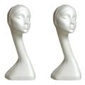 My Shopfittings Craft Foam Wig Head - WHITE FeMale SWAN NECK Mannequin Wig Holder Stand WHITE Polystyrene Foam (2 X SWAN NECK Polystyrene)