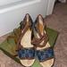 Gucci Shoes | Blue Jean Gucci Wedgies In Very Good Condition Barely Worn A Size 9 | Color: Blue/Brown | Size: 9