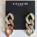 Coach Jewelry | Coach Signature Enamel Quilted Chunky Curb Link Chain Drop Earrings | Color: Blue/Pink | Size: Os