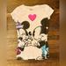 Disney Shirts & Tops | Disney Mickey And Mini Sketch/Artsy Girls Tee Shirt Size S Like New! Adorable! | Color: White | Size: Sg