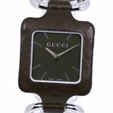 Gucci Accessories | Gucci Gucci Square Face Watch Ya130.5 Stainless Steel X Leather Silver Quartz... | Color: Silver | Size: Os