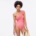 J. Crew Swim | J Crew One-Shoulder One-Piece Swimsuit Ruffle Laser-Cut Eyelet Plus Size 16 | Color: Pink | Size: 16