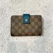 Gucci Bags | Gucci Wallet Authentic Brown Gg Monogram Blue Leather Kiss Lock Coin Section | Color: Blue/Brown | Size: Os