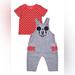 Disney Matching Sets | Disney Mickey Mouse Baby Boy Overall And T-Shirt Outfit Set 24months. | Color: Gray/Red | Size: 24mb