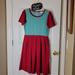 Lularoe Dresses | Lularoe Amelia Dress Large Red Teal Green | Color: Green/Red | Size: L