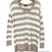 American Eagle Outfitters Sweaters | American Eagle Outfitters Striped Sweater Drop Shoulder High Low V Neck Sw1 | Color: Cream/Tan | Size: M