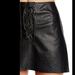 Free People Skirts | Free People Genuine Buff Leather Front Lace-Up Skirt Black | Color: Black | Size: 8