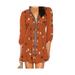 Free People Dresses | Free People | Star Gazer Embroidered Peasant | Mini Dress | Orange | Women's Xs | Color: Orange | Size: Xs