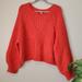 Free People Tops | Free People Red Hot Carter Knit Pullover Balloon Sleeve Sweater Top Womens M | Color: Red | Size: M