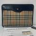 Burberry Bags | Authentic Burberrys Vintage Nova Check Leather Attach Laptop Clutch Bag Coa | Color: Black/Tan | Size: Os