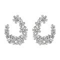 Anthropologie Jewelry | Anthropologie White Gold Plated Crystal Cluster Big Hoop Crescent Earrin | Color: Silver | Size: Os