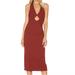 Free People Dresses | Free People Halter Cutout Red Ribbed Midi Dress | Color: Red | Size: M