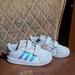 Adidas Shoes | Adidas Grand Court White Iridescent Sneakers Running Shoes Multicolor | Color: Blue/White | Size: 10g