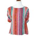 Anthropologie Tops | Anthropologie Colorful Tribal Stripe Printed Kimono Short Sleeve Top | Color: Green/Pink | Size: S