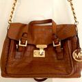 Michael Kors Bags | Michael Kors Brown Crocodile Embossed Leather Bag | Color: Brown/Tan | Size: Os