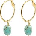 Anthropologie Jewelry | Anthro Blue Rock Gold Hoop Earrings | Color: Gold | Size: Os