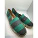 J. Crew Shoes | J. Crew Green And Navy Blue Striped Canvas Slip On Flat Shoe Espadrilles Size 8 | Color: Blue/Green | Size: 8