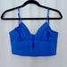 Zara Tops | Cobalt Blue Zara Crop Tank Top Drop Neckline For Going Out W Ruched Detailing | Color: Blue | Size: S