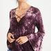 American Eagle Outfitters Tops | American Eagle M Women's Purple Tie Dye Bell Sleeve Faux Wrap Knit Top | Color: Purple | Size: M