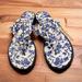 Tory Burch Shoes | Last Pair! Tory Burch Miller White/Blue Floral Flat Sandals Sz 8.5 Brand New | Color: Blue/White | Size: 8.5